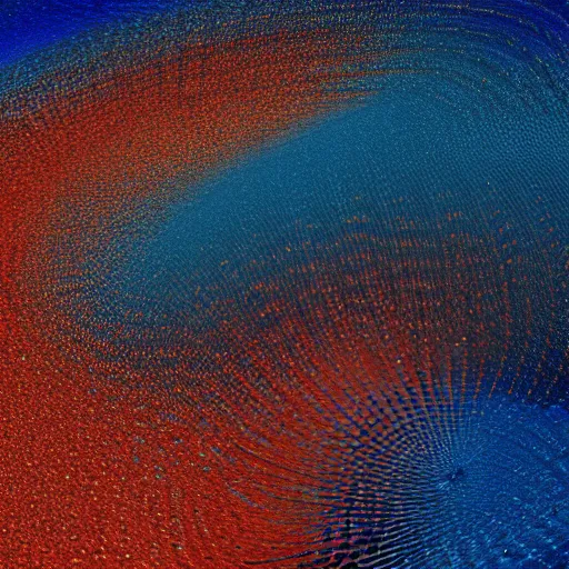 Prompt: wave of water particles, blue, orange, and brown colors, curl noise, vortex, simulation, featured on behance, generative art, uhd image, fractalism, painterly, refik anadol, media art, media facde, motion graphic, particles, fluids, 3 d, rendering, octane, c 4 d