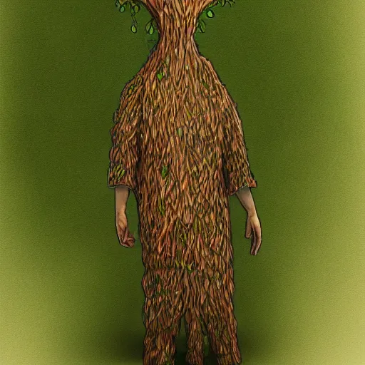 Image similar to a man dressed as a tree,digital art,detailed,realistic