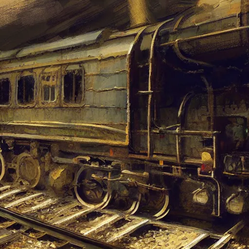 Prompt: the last train , Artwork by Craig mullins, cinematic composition