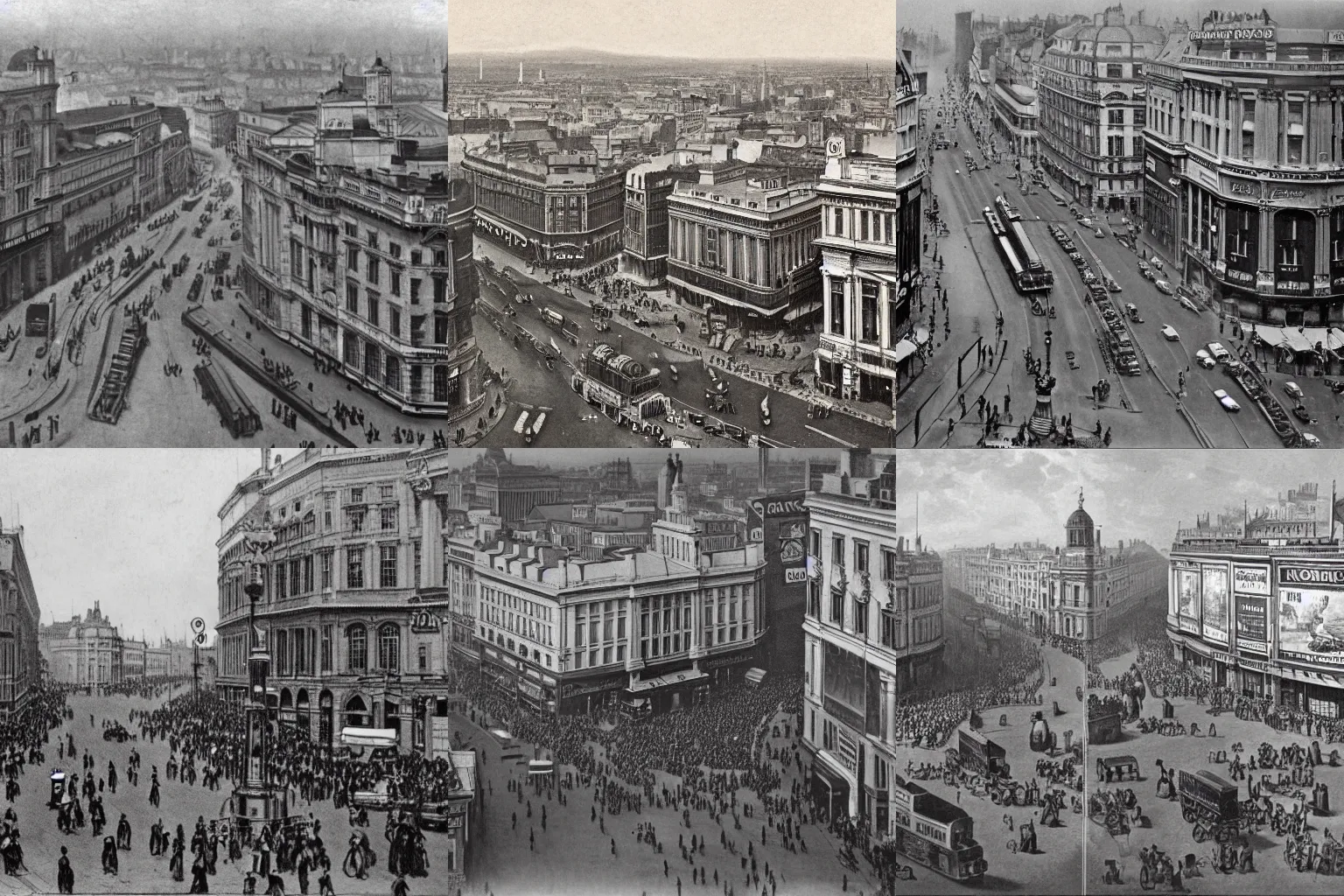 Prompt: piccadilly circus and time square in the 1800s, high detail 4k
