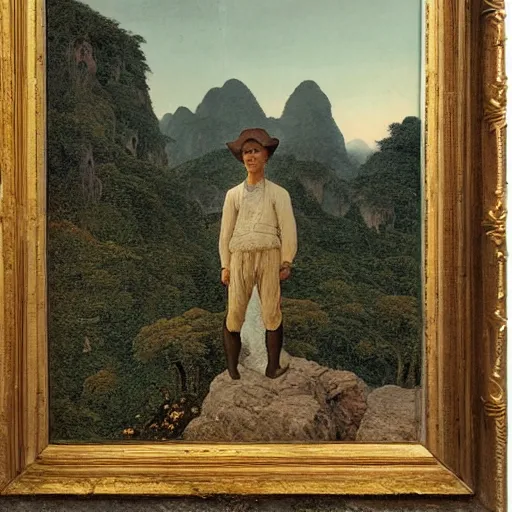 Image similar to a young man in guilin, by caspar david friedrich,