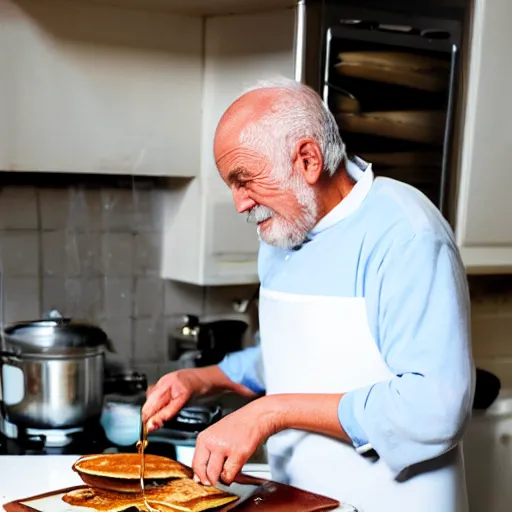 Image similar to old guy cooking pancakes