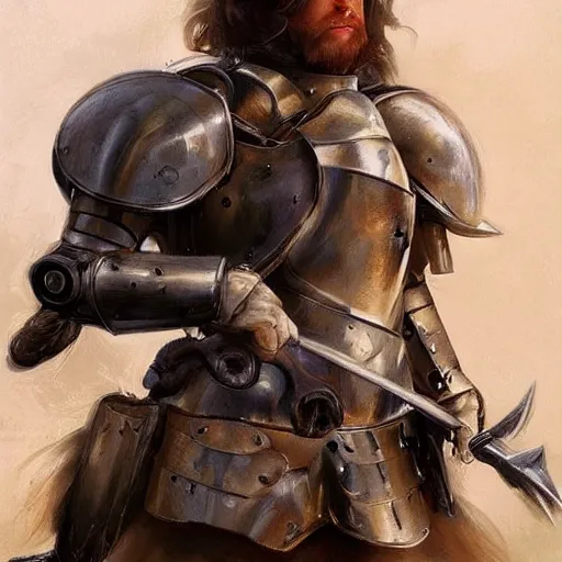 Image similar to a british longhair sodier with armor in the war, by stanely artgerm