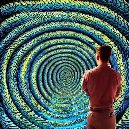 Prompt: !dream Photorealistic man standing inside a temple made of snakes. Hyperdetailed photorealism, 108 megapixels, amazing depth, glowing rich colors, powerful imagery, psychedelic Overtones