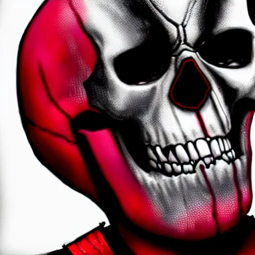 Prompt: Death drinking from deadpool\'s skull with deadpool laughing, 8k, cgsociety