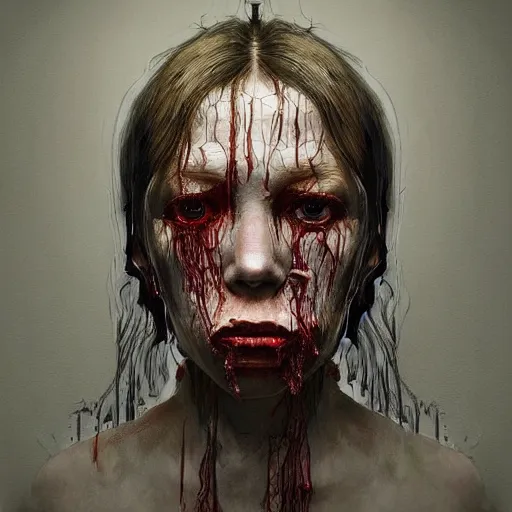 Image similar to hyperrealistic detailed creepy horrific portrait deformed in style of layers of fear