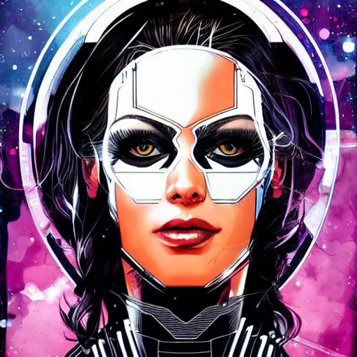 Image similar to beautiful portrait of a female android, by DC comics and Sandra Chevrier