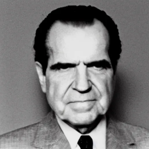 Prompt: mugshot of Richard Nixon