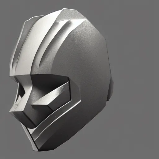 Image similar to concept design for a solid plate featureless metallic mask, 3 d render, volumetric lighting, unreal engine