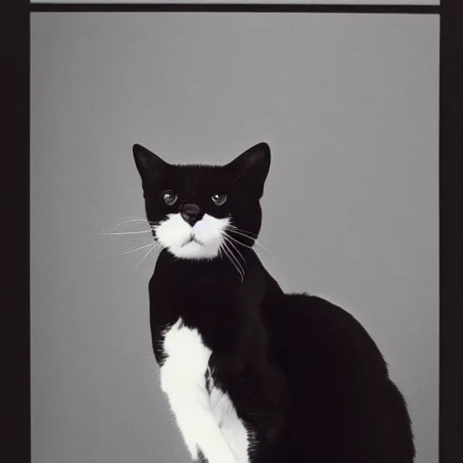 Image similar to 1 9 8 0 s yearbook photo of a cat, studio photography