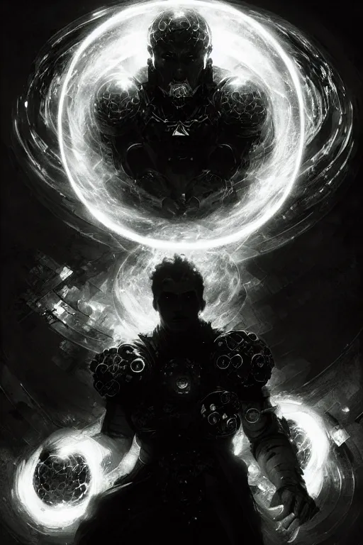 Prompt: inverse dark glowing power aura, intricate glowing orb, sphere, dark runes, dark inverted spells, half image black and white, portrait dnd, painting by gaston bussiere, craig mullins, greg rutkowski, yoji shinkawa