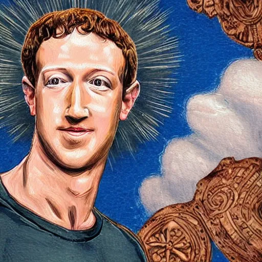 Prompt: mark zuckerberg depicted as jesus in a religious painting