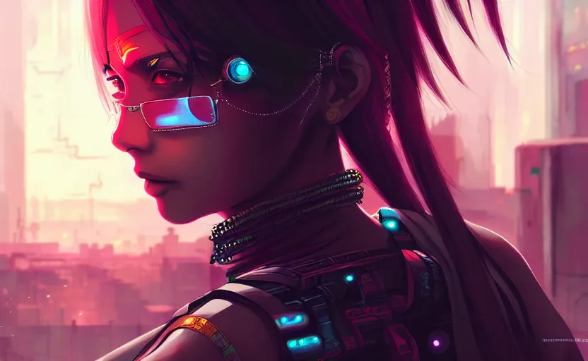 Image similar to cyberpunk india, anime, detailed art by wlop