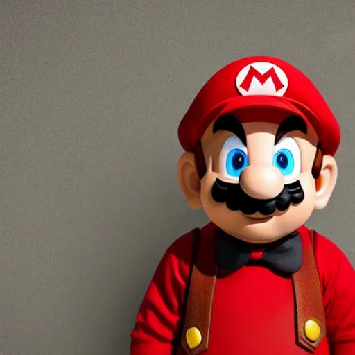 Image similar to a closeup portrait photo of a real Mario.