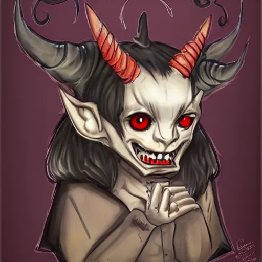 Image similar to a cute anthropomorphic demon