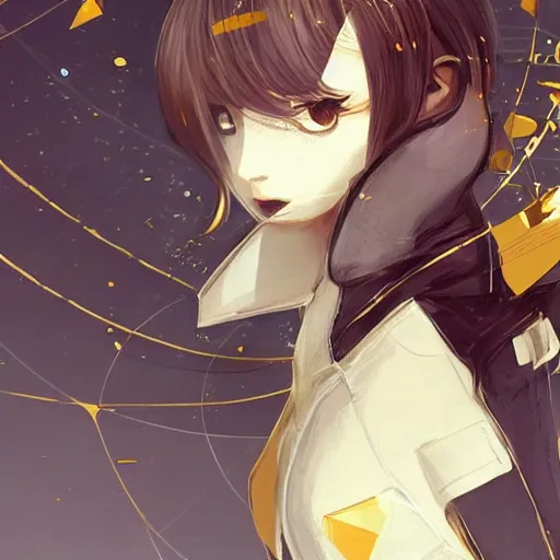 Image similar to luxury advertisement, white and golden colors. highly detailed post-cyberpunk sci-fi close-up schoolgirl in asian city in style of cytus and deemo, mysterious vibes, by Ilya Kuvshinov, by Greg Tocchini, nier:automata, set in half-life 2, beautiful with eerie vibes, very inspirational, very stylish, surrealistic, perfect digital art, mystical journey in strange world, bastion game