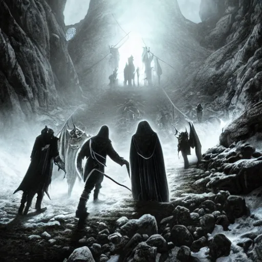 Image similar to followship of the ring entering moria