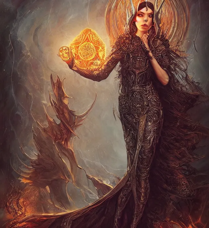 Image similar to unreal engine render + a goddess, tarot card, dark souls colour scheme, luminal, smooth, coherent, high detailed, by Karol Bak, featured on artstation, instagram HD, unreal engine