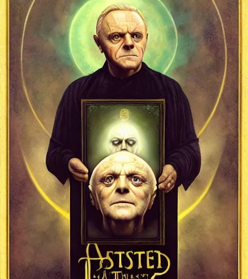 Prompt: A Magical Portrait of Anthony Hopkins as Aleister Crowley the Great Mage of Thelema, art by Tom Bagshaw and David Burroughs Mattingly