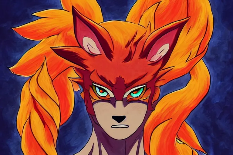 Prompt: kurama, nine - tailed fox, 🎨🖌