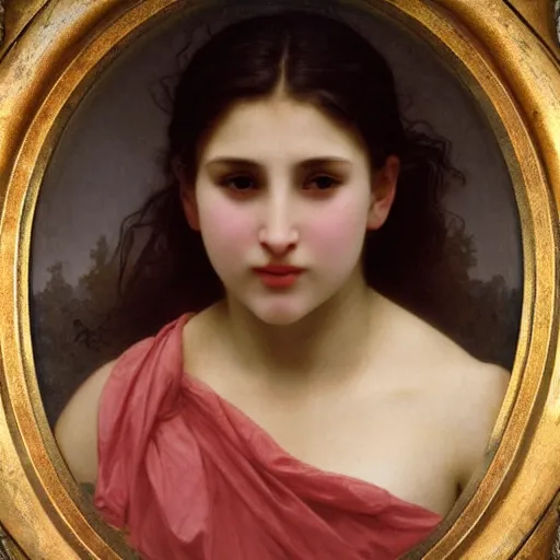 Prompt: A masterpiece head and shoulders portrait of with fangs crying tears of red blood by William Adolphe Bouguereau 1n 6