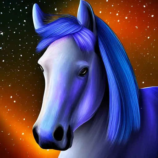 Image similar to horse in space digital art