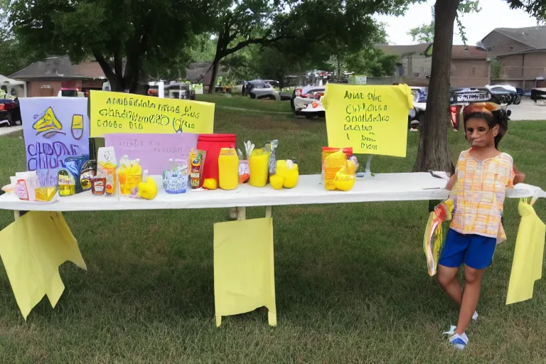 Image similar to armed chidren lemonade stand