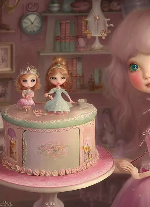 Image similar to highly detailed closeup portrait of a fairytale princess's cake shop, unreal engine, nicoletta ceccoli, mark ryden, earl norem, lostfish, global illumination, detailed and intricate environment