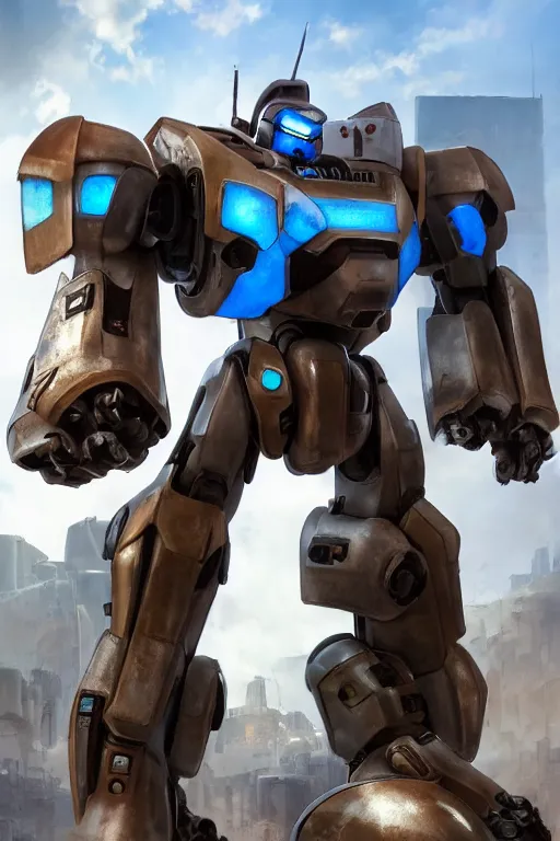 Image similar to mechwarrior 5 : mercenaries mech megaman transformer robot boss tank engine game octane render, 4 k, hd 2 0 2 2 3 d cgi rtx hdr style chrome reflexion glow fanart, global illumination ray tracing hdr fanart arstation by ian pesty by jesper ejsing pixar and disney unreal zbrush central hardmesh