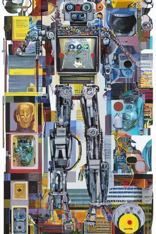 Image similar to a diagram of a robot body with various parts, cyberpunk art by eduardo paolozzi, behance contest winner, computer art, greeble, steampunk, poster art, james turrell, robert rauschenberg, andy warhol, pop art, czechoslovakia, surrealism, milton glaser, graphic design