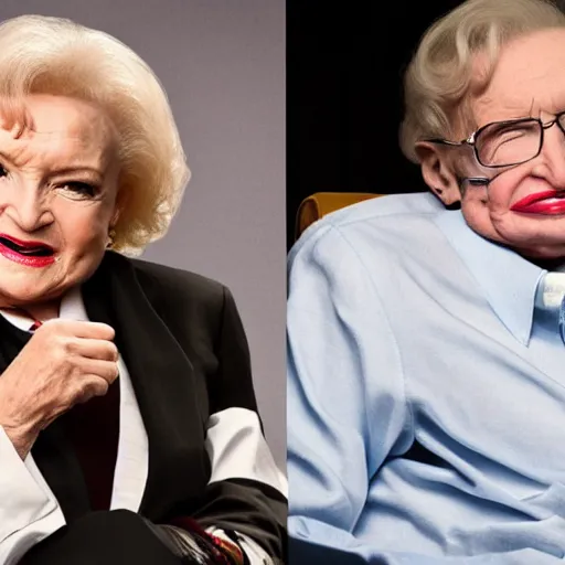 Prompt: betty white punching stephen hawking cnn breaking news