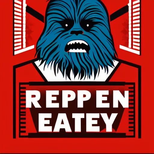 Image similar to chewbacca presidential election poster by sheperd fairey very clean vector style illustration