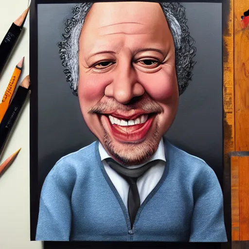 Image similar to Caricature portraits done of Gene Ween, realistic, hyperrealistic, very realistic, highly detailed, very detailed, extremely detailed, detailed, oil painting, digital art, trending on artstation