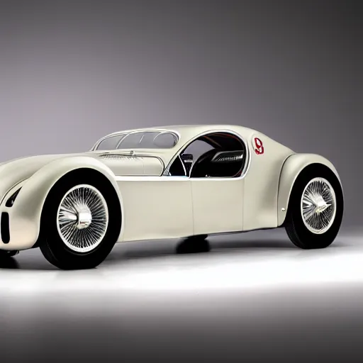 Image similar to a 2 0 2 5 bugatti type 5 7 sc atlantic concept, studio lighting