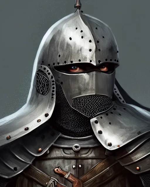 Image similar to a portrait of an old medieval knight, grim - lighting, high - contrast, intricate, elegant, highly detailed, digital painting, artstation, concept art, smooth, sharp focus, illustration