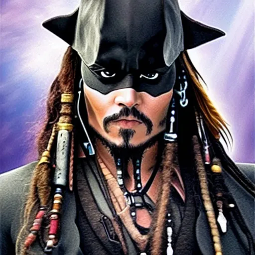 Image similar to jack sparrow as batman, ultrarealistic