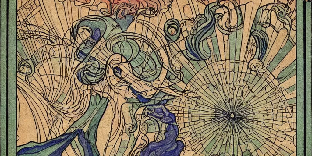 Prompt: A giant cutting the earth in tiny pieces to bake as cookies as drawn by a 1900s artist, art nouveau, prismatic, amazing, ultra detailed