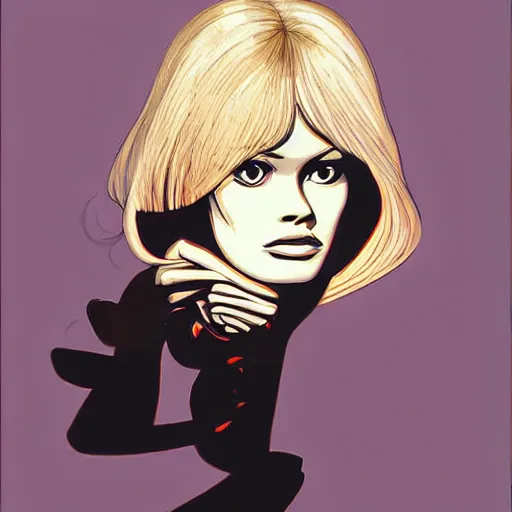 Prompt: Brigitte Bardot by Otomo Katsuhiro, character art