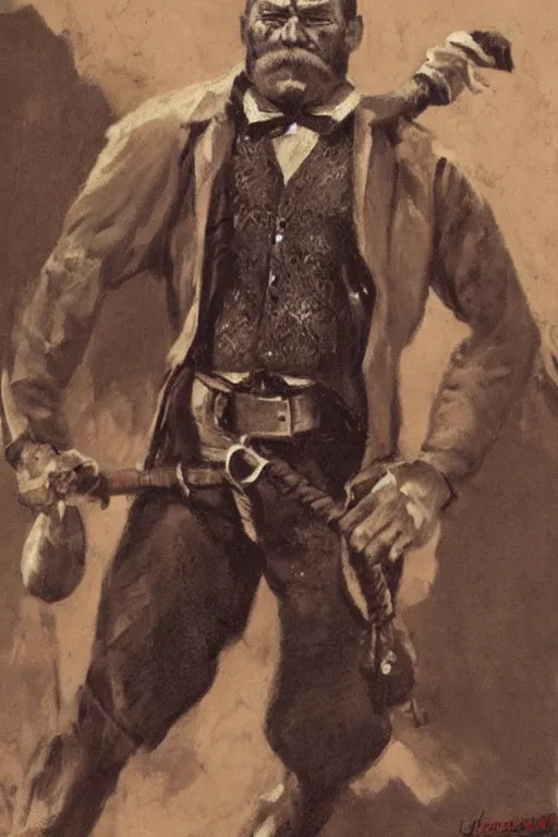 Image similar to Vernon. Old west circus strongman. concept art by James Gurney.