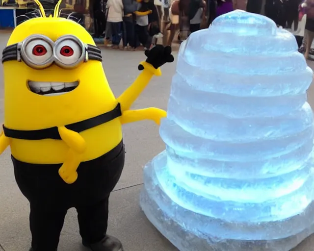 Image similar to ice sculpture inspired by a minion.