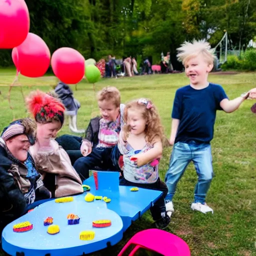 Prompt: rasmus playing at a children's birthday party