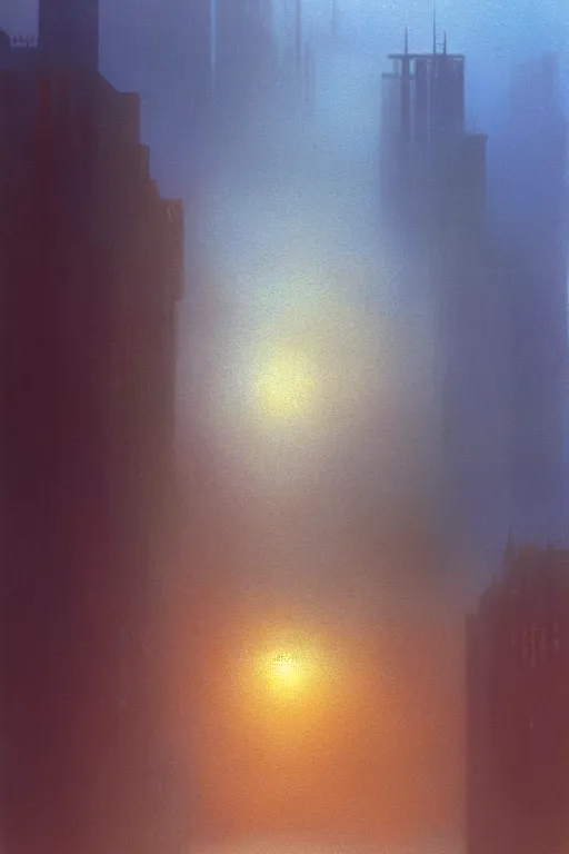 Image similar to a foggy morning in san francisco by arthur haas and bruce pennington and john schoenherr, cinematic matte painting, 8 k, dark color palate