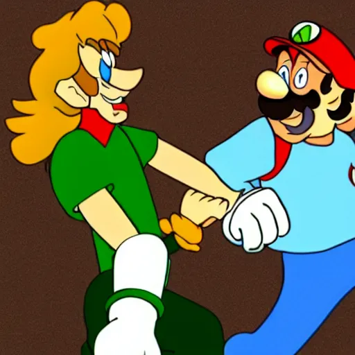 Image similar to shaggy rogers fighting mario