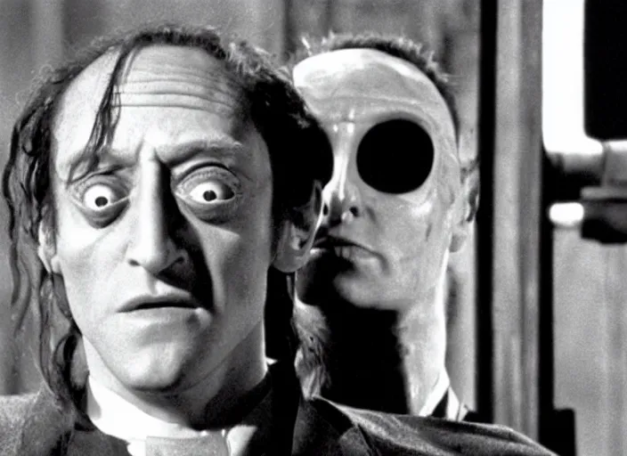 Image similar to film still of Marty Feldman in the Matrix, HD