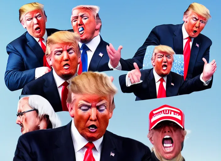 Image similar to donald trump maga gang initiation, detailed facial expressions, surrealist