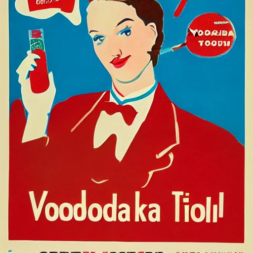 Image similar to promotional poster for vodka and tobacco in the hospital, mid - twentieth century american style art