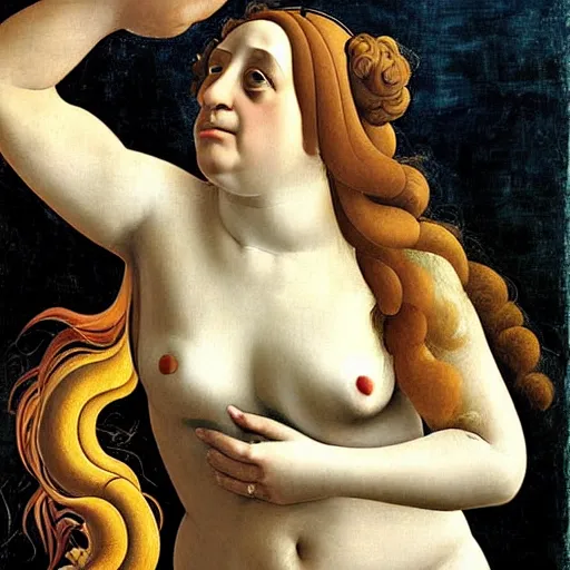 Prompt: Danny Devito as Venus, painting by Sandro Botticelli, detailed, 4k