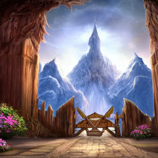 Image similar to beautiful digital painting of front gate of dwarf city of Erebor