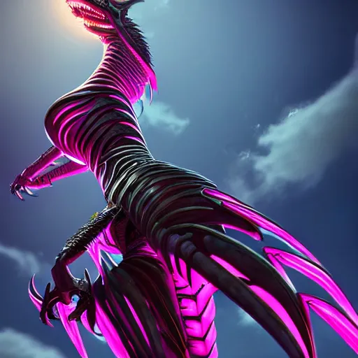 Prompt: worm's eye view from the floor, looking up, at a highly detailed 300 foot tall giant beautiful stunning female warframe, as a majestic anthropomorphic female robot dragon, posing elegantly over you, two massive detailed high quality legs towering over you, at the beach on a sunset, sleek and streamlined matte black armor with glowing pink accents, sharp detailed well designed claws, detailed robot dragon feet, hip and leg shot, upward shot, front shot, giantess shot, epic shot, high quality fanart, highly detailed art, realistic, professional digital art, high end digital art, captura, furry art, anthro art, DeviantArt, artstation, Furaffinity, 8k HD render, epic lighting