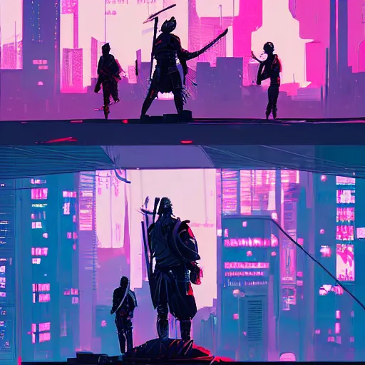 Prompt: jaime and brienne fighting side by side, two warriors against a horde of neon zombies, cyberpunk art by james gilleard, cgsociety, retrofuturism, synthwave, retrowave, outrun